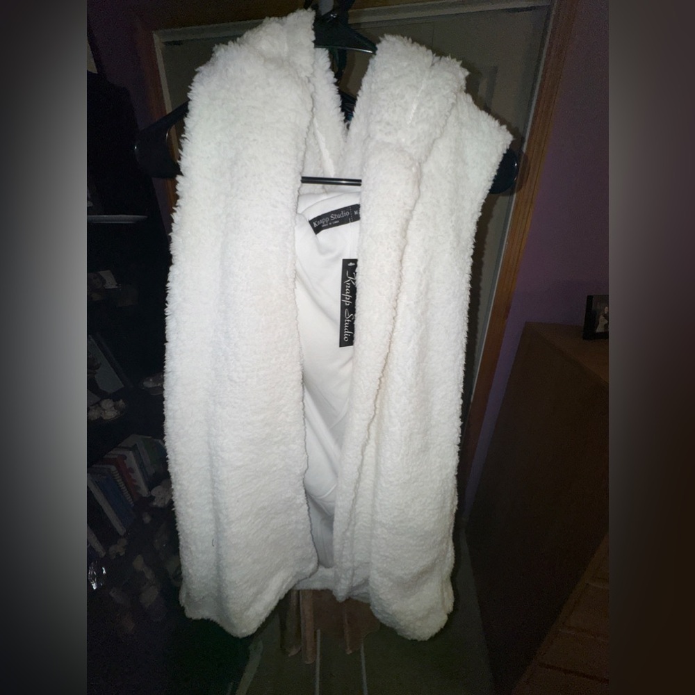 White Teddy Fluffy Vest - NWT